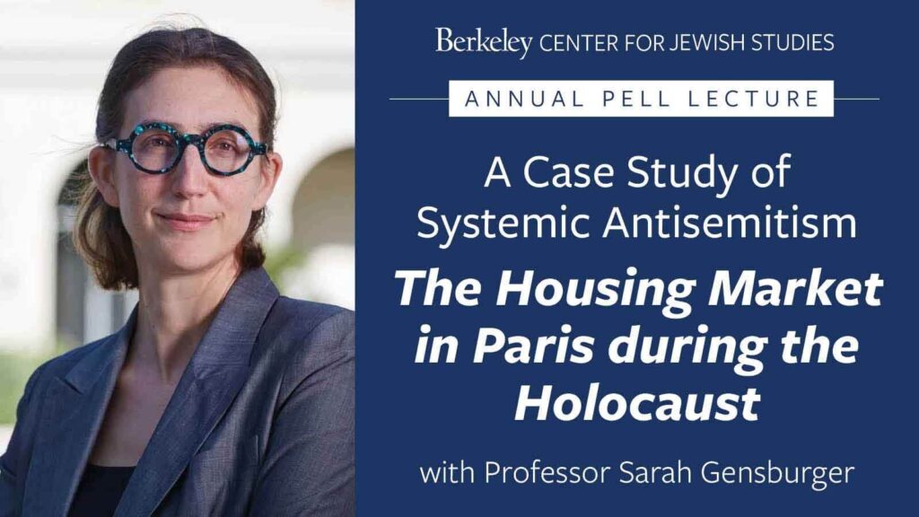 Woman in glasses with lecture title